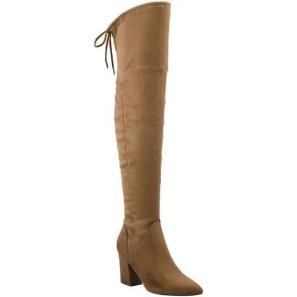 Marc Fisher Reda Over The Knee Leather Suede Boots Brown Solid - Picture 1 of 9